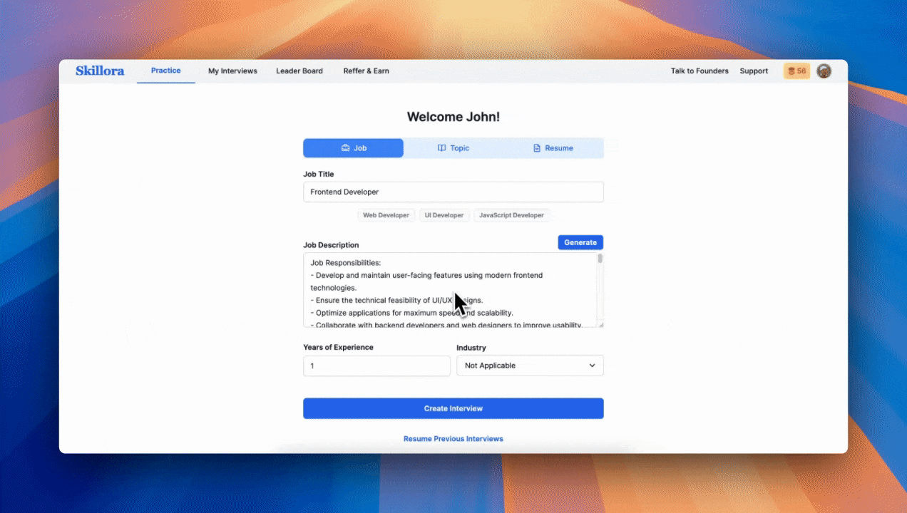 Customize Your Interview Experience